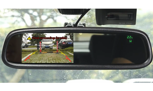 BOYO VTM43TC - Replacement Rear-View Mirror with 4.3" TFT-LCD Backup Camera Monitor and Temperature/Compass Display