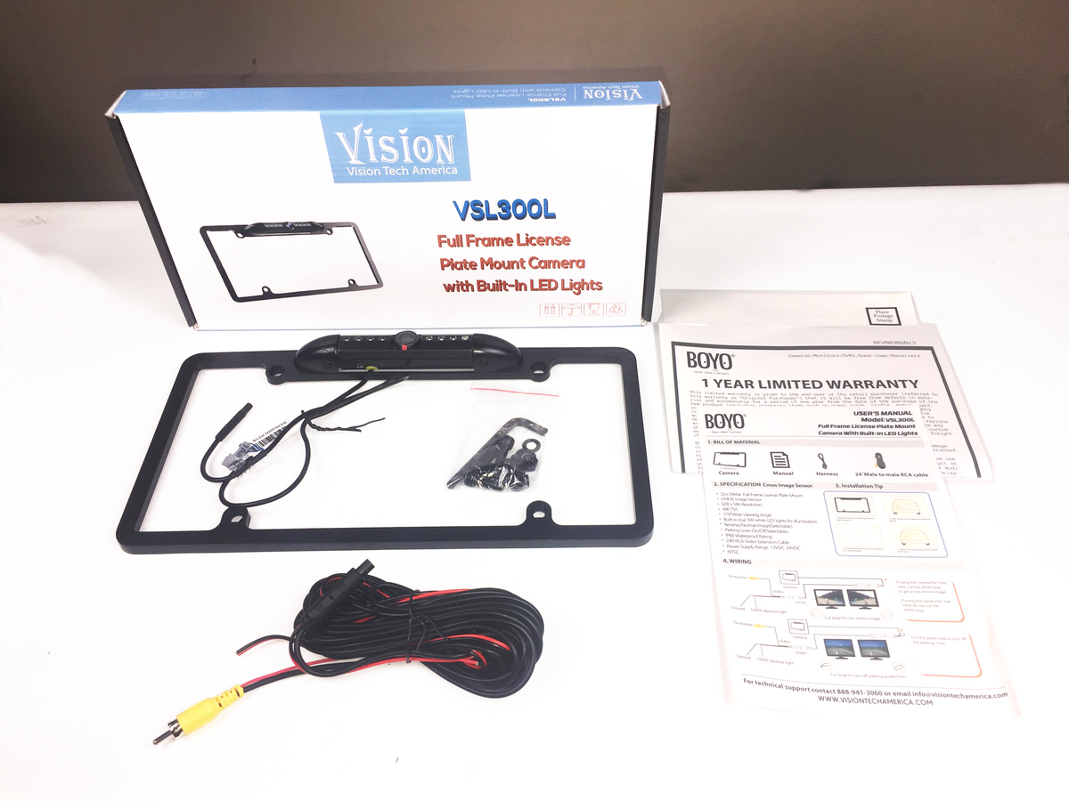VISION VSL300L - Full-Frame License Plate Backup Camera with Built-in