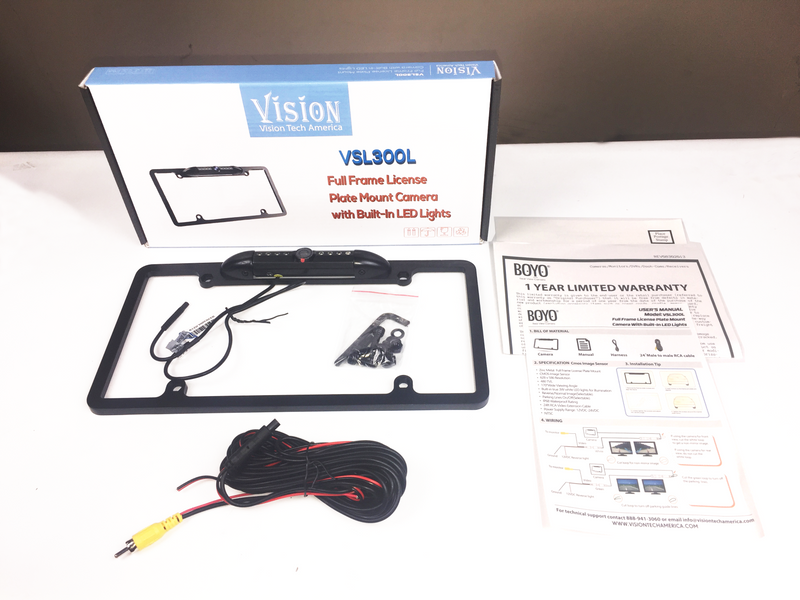 VISION VSL300L - Full-Frame License Plate Backup Camera with Built-in LED Lights (Black)