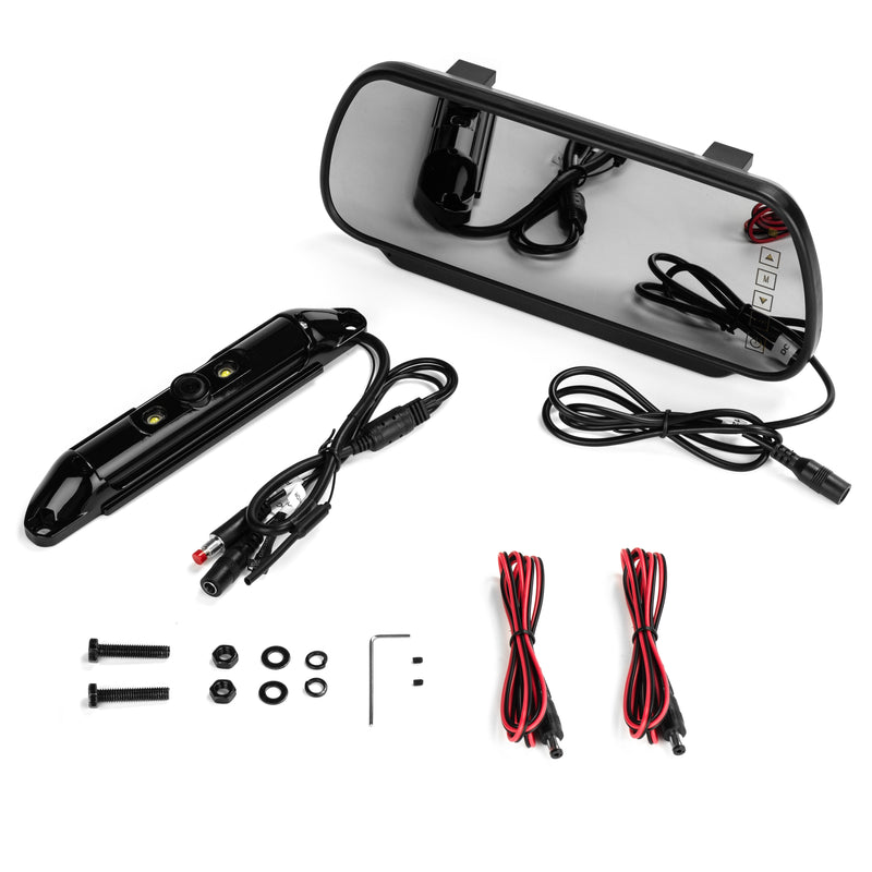 BOYO VTC474RB - Wireless Vehicle Backup Camera System with 7” Rear-View Mirror Monitor and Bar-Type License Plate Backup Camera for Car, Truck, SUV and Van